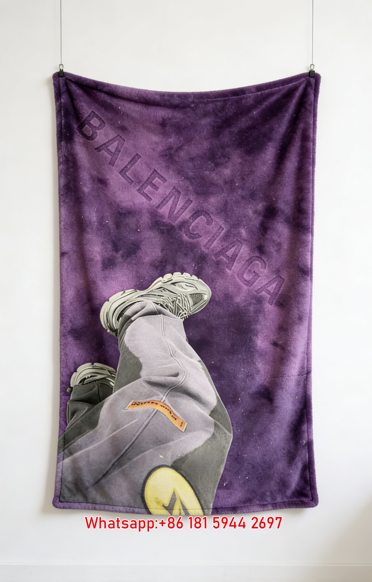 Balenciaga Purple Background Flannel Throw Blanket BA353